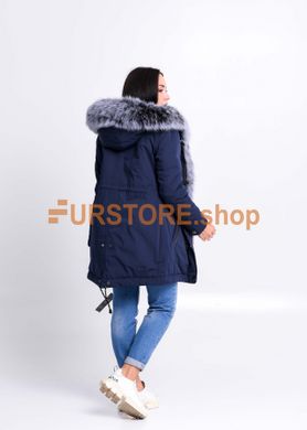 photographic Blue parka with fur of silver polar fox in the women's fur clothing store https://furstore.shop
