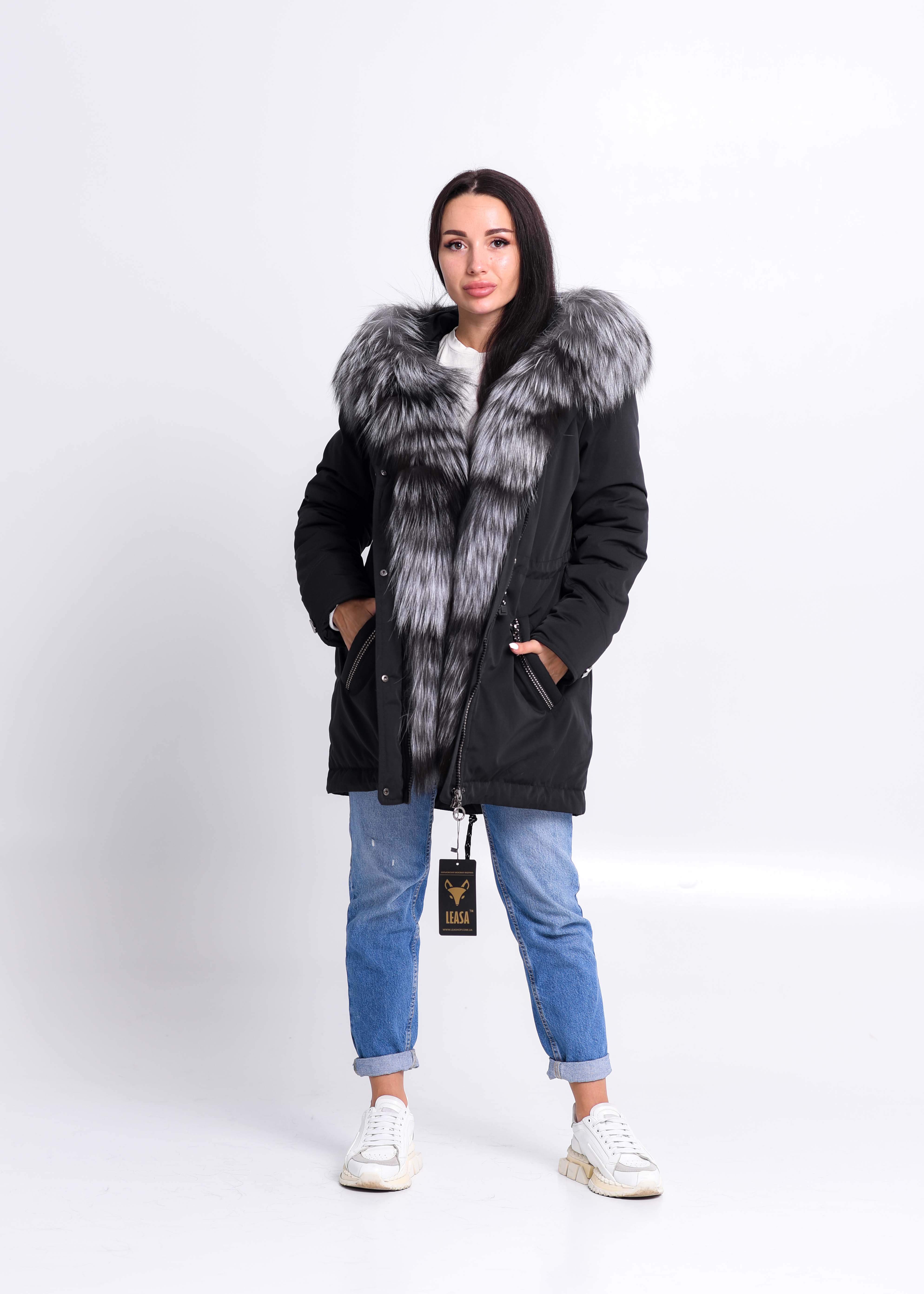 Parka with fur of silver silver fox