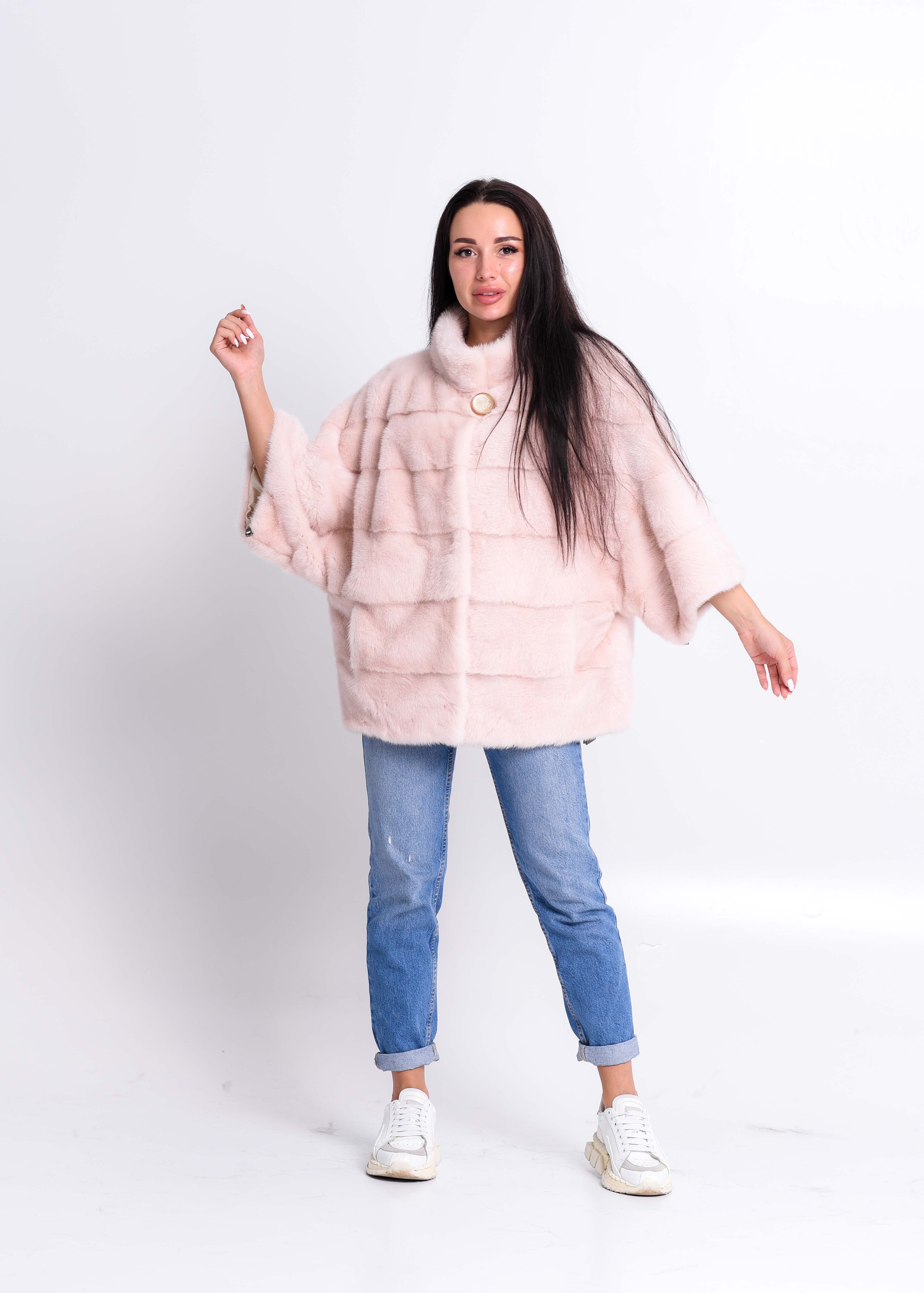 Pink mink coat, bat model